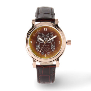Nom ambre Brown de montre de hibou