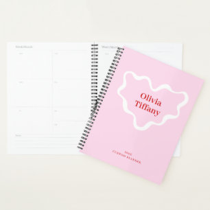 Nom Année Personnalisé Rose et Rouge Minimaliste