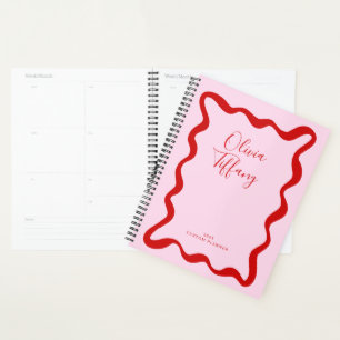 Nom Année Personnalisé Rose et Rouge Minimaliste