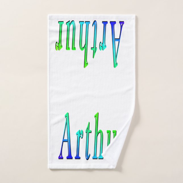 Nom Arthur En Vert Et Bleu, (Serviette à main)