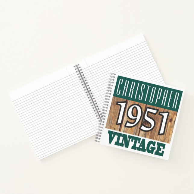 Nom avec cahier vintage année de naissance 1951 (Intérieur)