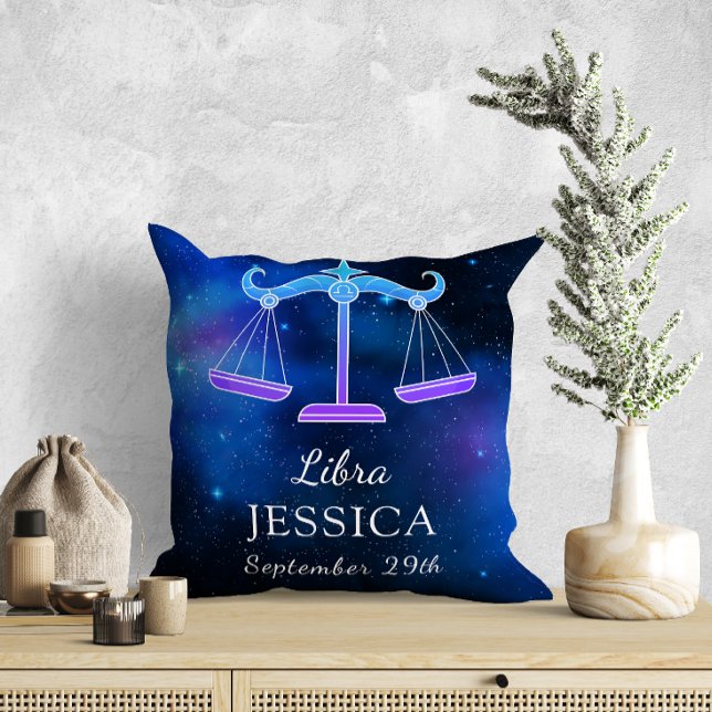 Nom avec signe Zodiac Libra Oreiller à lancer cade (Créateur téléchargé)