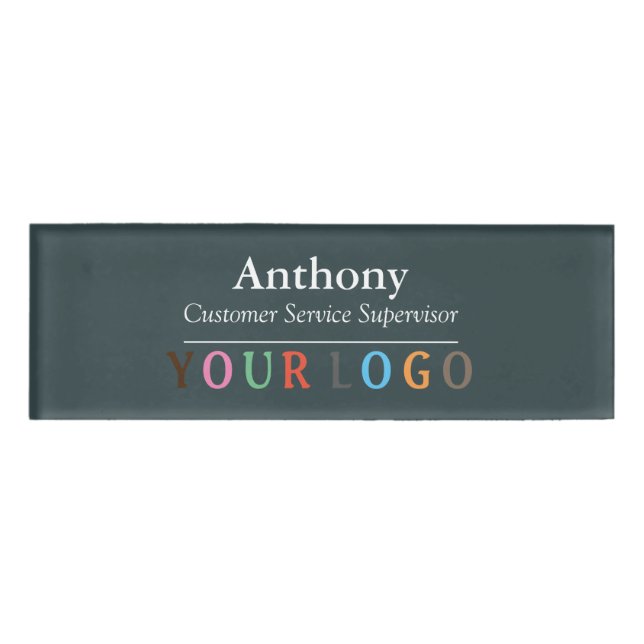 Nom Badge Magnet Custom Logo Personnel Employé Gra (Devant)