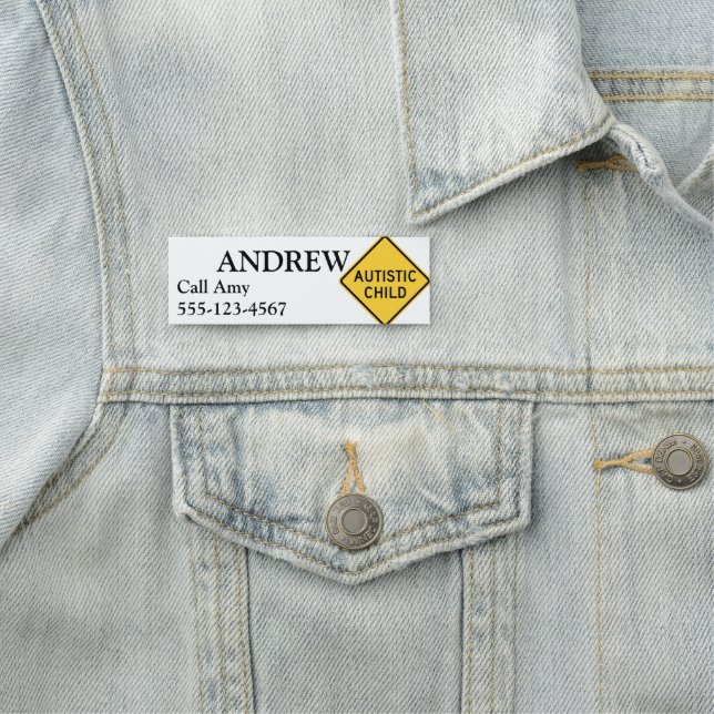 Nom Balise Autism ID Badge d'urgence Contact (En situation)