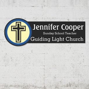 Nom Balise Cross Logo Texte personnalisé Badge de 