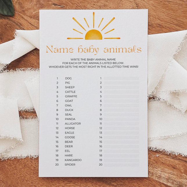 Nom Bébé Animaux Baby shower Jeu (Créateur téléchargé)