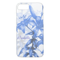 Nom bleu coque iphone fleuri oriental