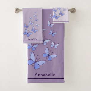 Nom Bleu Papillon Doodle Kaleidoscope Lavande