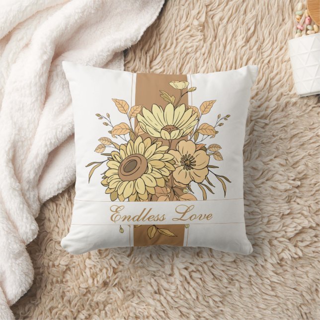 Nom botanique personnalisé Coussin - Blanc et Brow (Couverture)