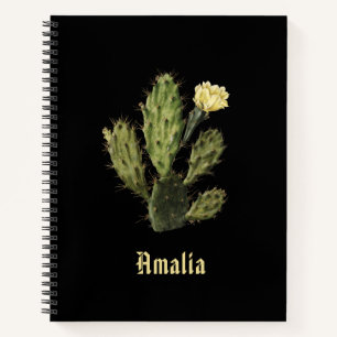 Nom Cactus Flower Vintage Black Spiral Carnet