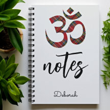 Nom, Carnet de notes à symbole Om du tartan royal 