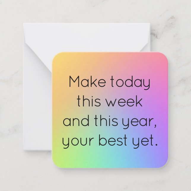 Nom, Carte du Nouvel An Mini Dégradé Arc-en-ciel J (Devant)