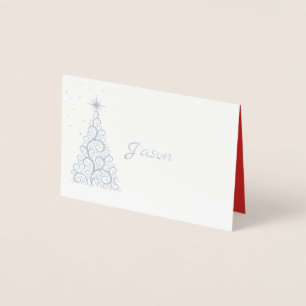 Nom Carte Place SLVR Foiled ChristmasTree & Stars