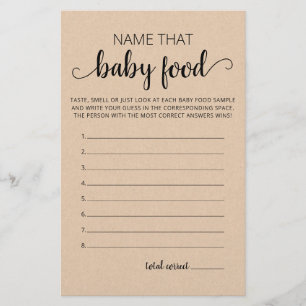 Nom Ce bébé Baby shower alimentaire jeu de fête