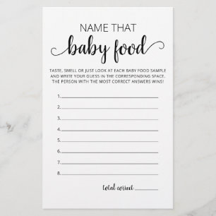 Nom Ce bébé Baby shower alimentaire jeu de fête