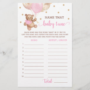 Nom Ce Bébé Tune Jeu Baby shower Teddy Bear