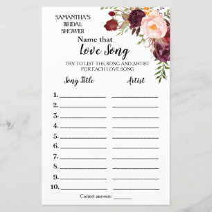 Nom cette chanson nuptiale douche anglais jeu espa