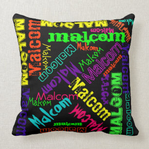 Nom Collage Coussin Couleurs électriques néon br