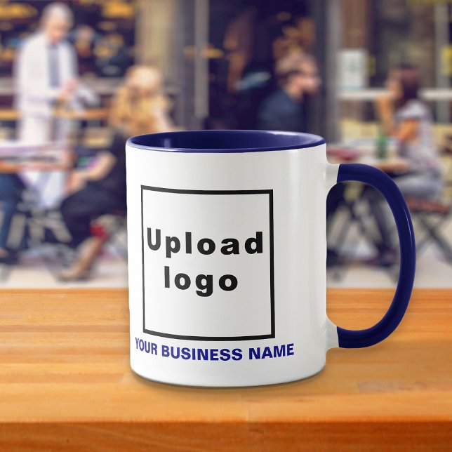 Nom commercial et logo sur la Mug Combo bleu marin (Build brand name awareness. Your business name and logo on navy blue combo mug.)