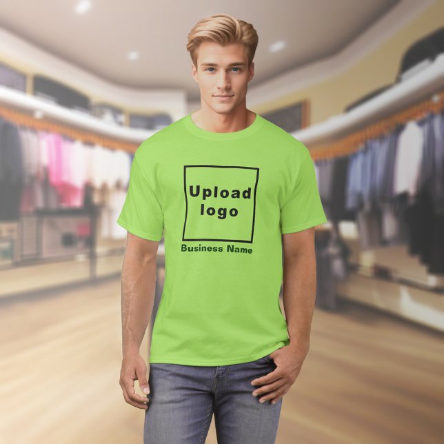 Nom commercial et logo sur le T-shirt vert de la c (Lime green t-shirt with your business name and logo on model)