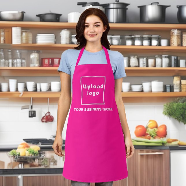 Nom commercial et logo sur tablier en polyester ro (Your business name and logo on pink apron.)