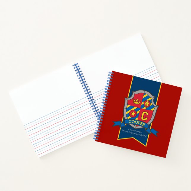 Nom Cooper signifiant crête rouge bleu carnet (Intérieur)