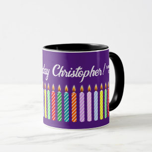 Nom customisé Joyeux Anniversaire Lit bougies Mug
