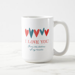 Nom d'amour mignon Coeurs Rouge Turquoise café Mug