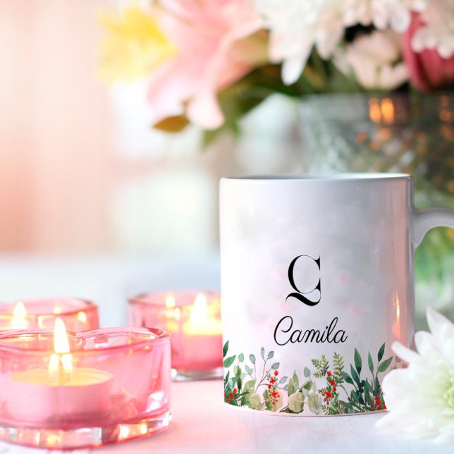 Nom d'aquarelle botanique floral girly Mug (Créateur téléchargé)