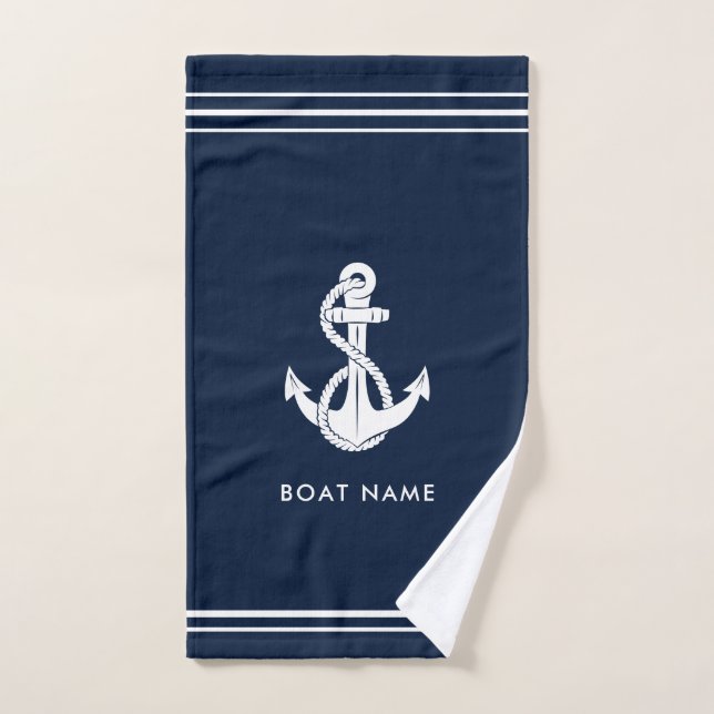 Nom de bateau ancre nautique personnalisé (Serviette à main)