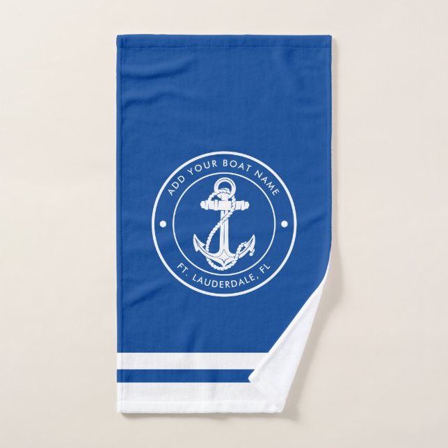Nom de bateau d'ancre nautique de n'importe quelle (Serviette à main)