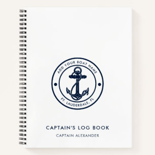 Nom de bateau moderne ancre bleue marine Journal d