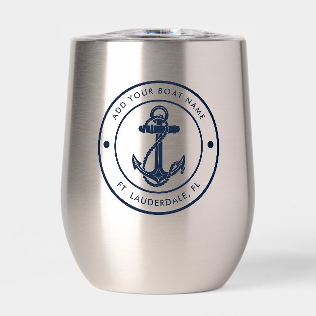 Nom de bateau nautique Ancre bleu marine (Avant)