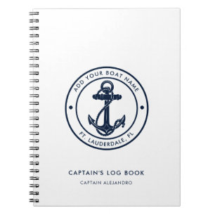 Nom de bateau nautique Ancre bleu marine Journal d