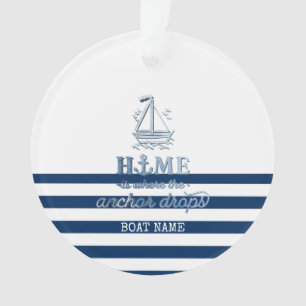 Nom de bateau nautique, ancre marine bleu foncé ra
