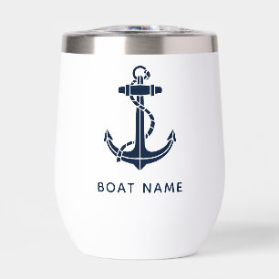 Nom de bateau personnalisé Ancre Bleu Marine Nauti