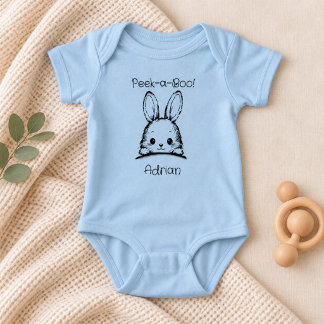 Nom de bébé personnalisé | Body Peekaboo Bunny pou