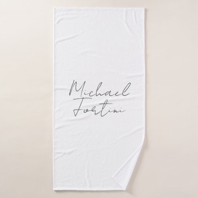 Nom de calligraphie blanche minimaliste profession (Serviette de bain)