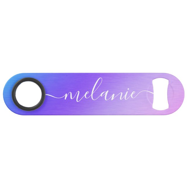 Nom de calligraphie dégradé bleu violet Ombre (Devant (Horizontal))