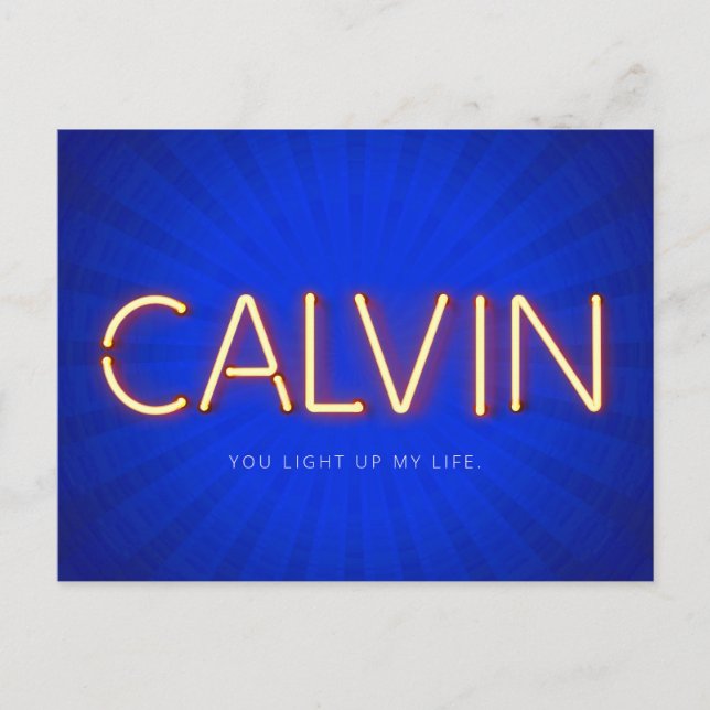 Nom de Calvin dans la carte postale lumières néon  (Devant)