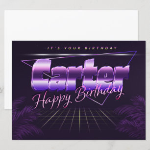 Nom de Carter prénom carte rétro lilas anniversair