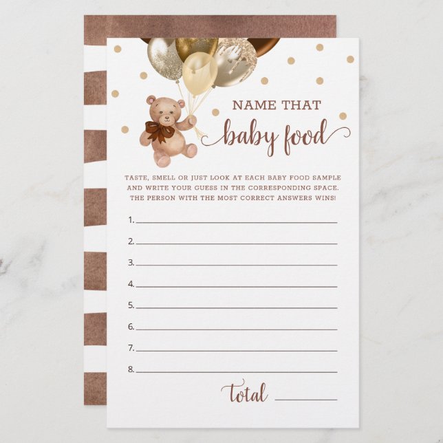 Nom de ce jeu de nourriture pour bébé Ourson  (Devant / Derrière)