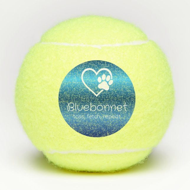Nom de chien bleu Balle de tennis 'lancer, récupér (Devant)
