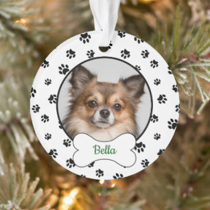 Nom de chien mignon année os empreintes de patte n