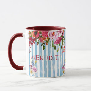 NOM DE COULEUR D'EAU CHARMANTE MUG FLORAL ÉLÉGAN
