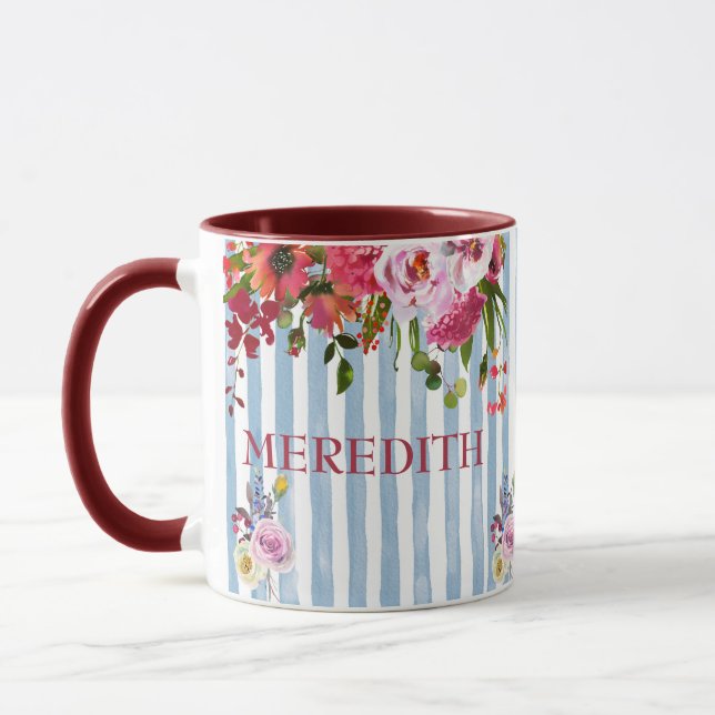 NOM DE COULEUR D'EAU CHARMANTE MUG FLORAL ÉLÉGANT (Gauche)
