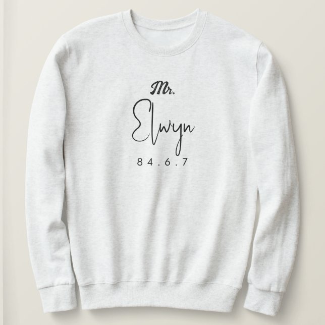 nom de famille avec date et signature sweatshirt (Design devant)