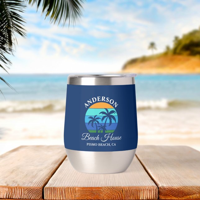 Nom de famille Beach House Sun Palm Trees Blue (Yoga)