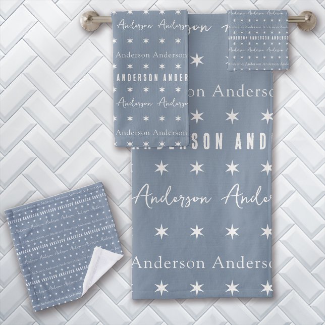 Nom de famille de répétition bleu Monogramme (Créateur téléchargé)