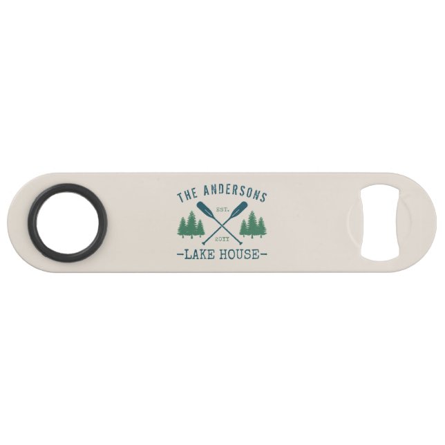 Nom de famille Lake House Oars rustiques Pine Tree (Devant (Horizontal))